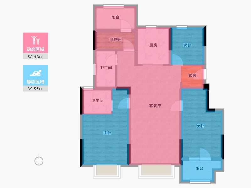 浙江省-宁波市-万科蔚蓝城市-86.28-户型库-动静分区