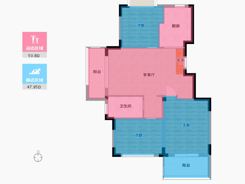 浙江省-宁波市-东城官邸-89.60-户型库-动静分区