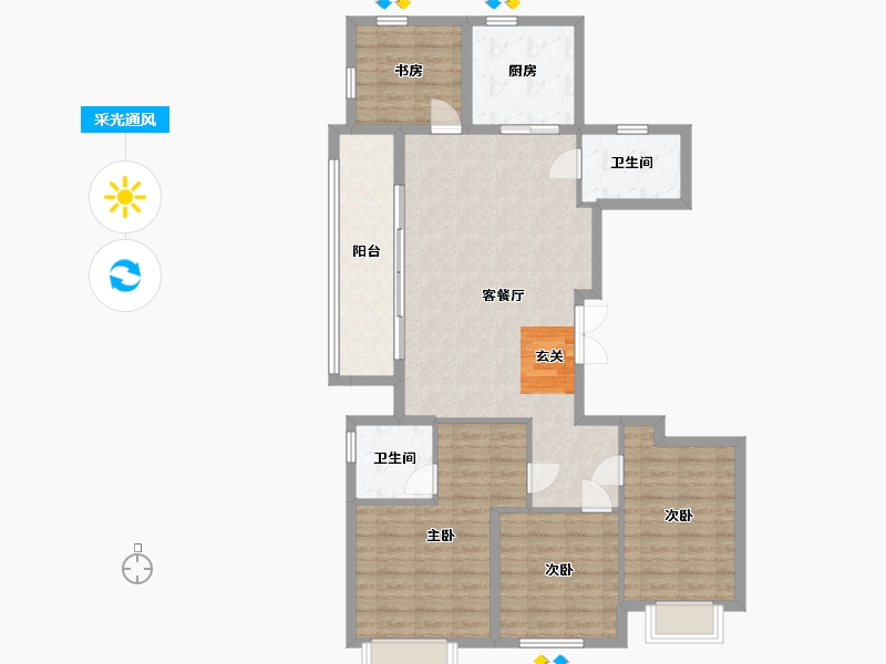 浙江省-宁波市-长粼府-110.48-户型库-采光通风