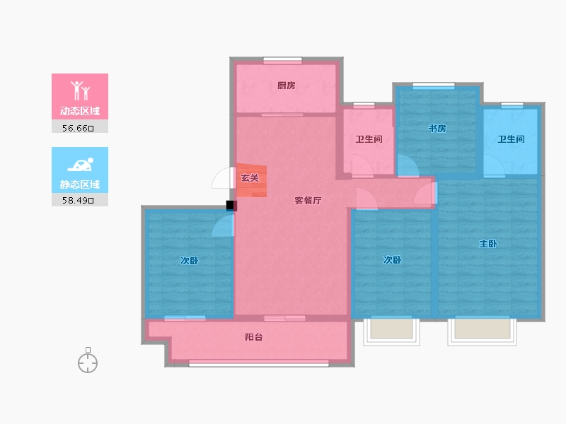 浙江省-宁波市-华鸿大发誉林府-103.25-户型库-动静分区