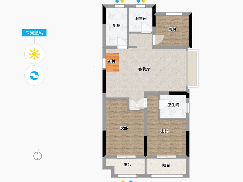 浙江省-宁波市-湖成大境-77.62-户型库-采光通风