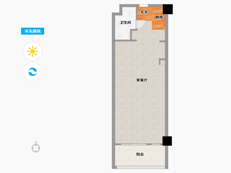 浙江省-宁波市-江湾SOHO-62.89-户型库-采光通风