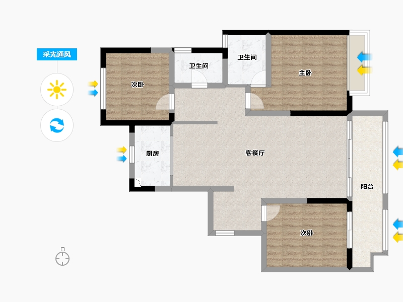 山东省-潍坊市-世茂云图-101.00-户型库-采光通风