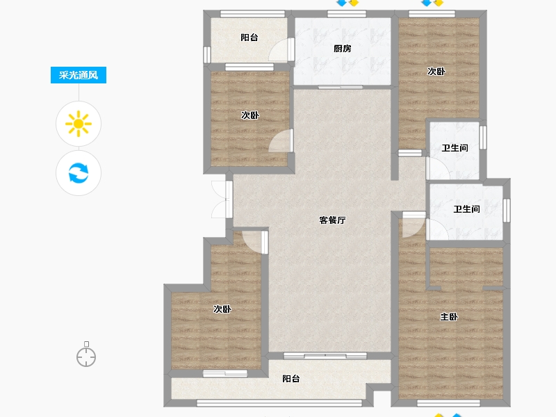 重庆-重庆市-招商·雍璟城-118.37-户型库-采光通风