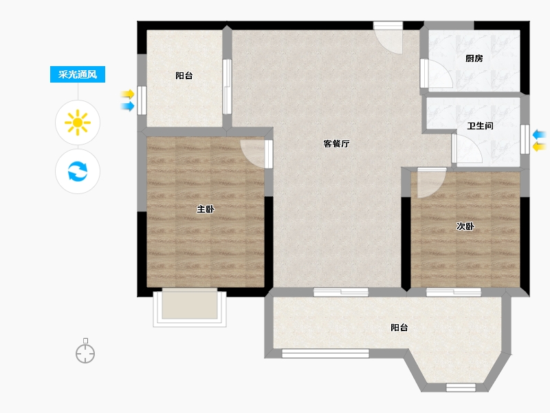 浙江省-嘉兴市-万达华府-79.78-户型库-采光通风