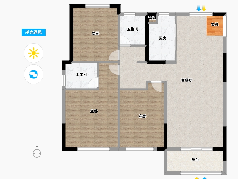 浙江省-温州市-宏地东瓯壹号-109.02-户型库-采光通风