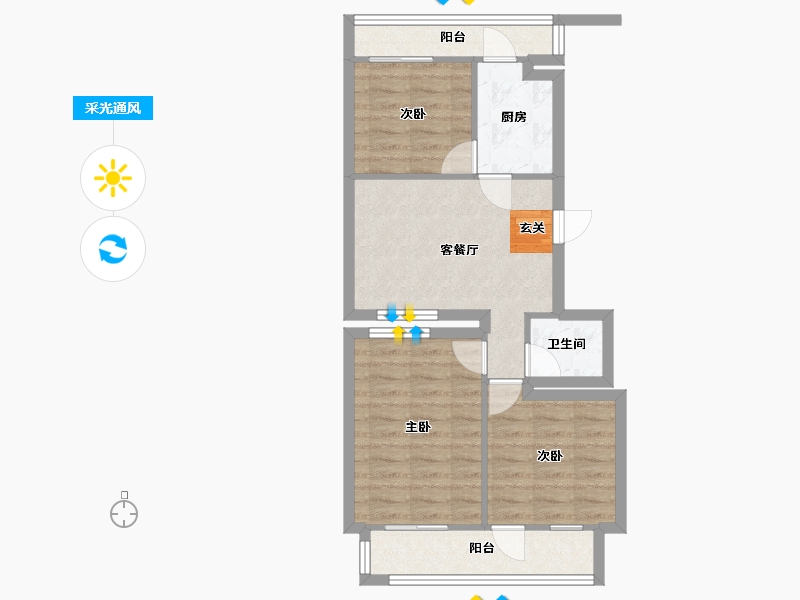 北京-北京市-延庆东外小区-63.43-户型库-采光通风