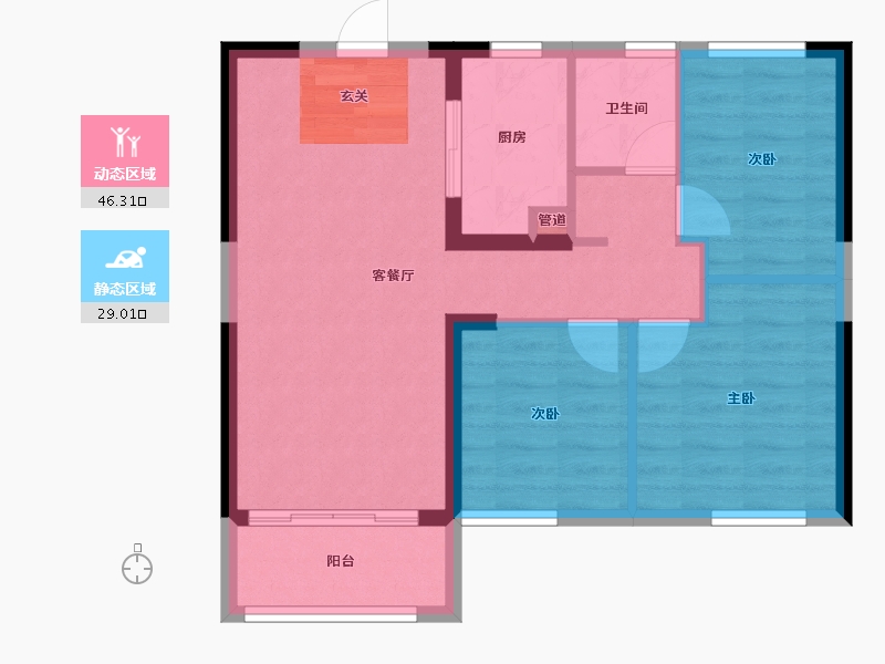 甘肃省-兰州市-碧桂园・城市花园-67.54-户型库-动静分区