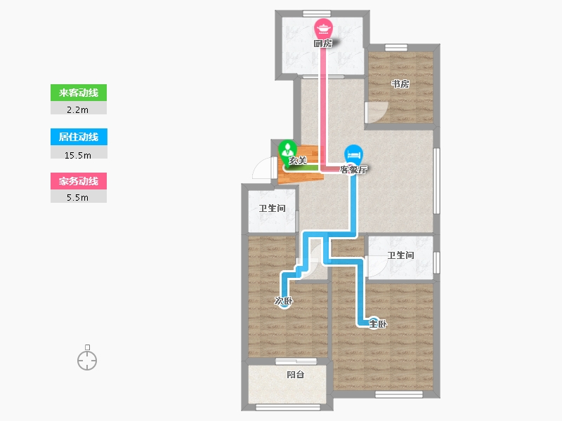 浙江省-宁波市-中北星园-78.22-户型库-动静线