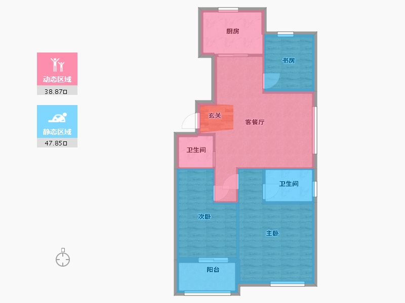 浙江省-宁波市-中北星园-78.22-户型库-动静分区