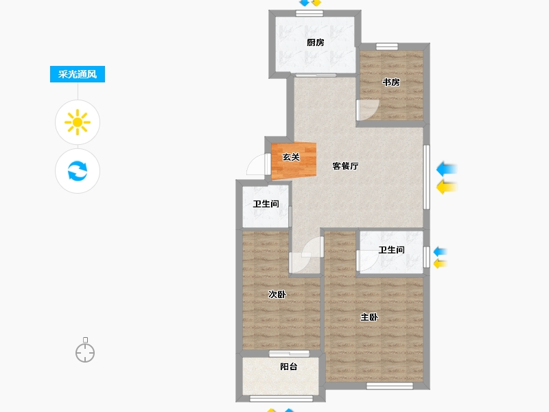 浙江省-宁波市-中北星园-78.22-户型库-采光通风