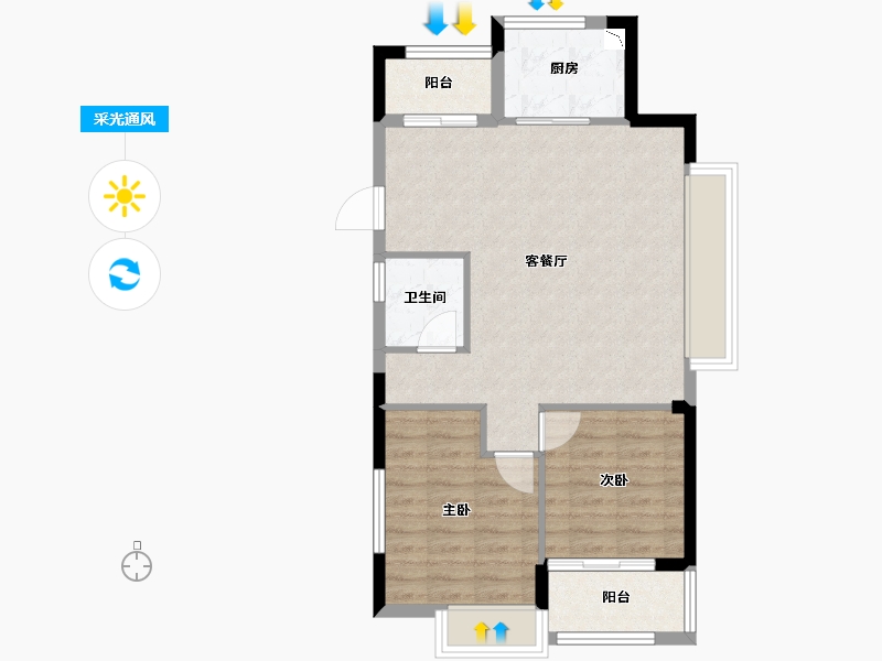 浙江省-嘉兴市-春风里-66.08-户型库-采光通风