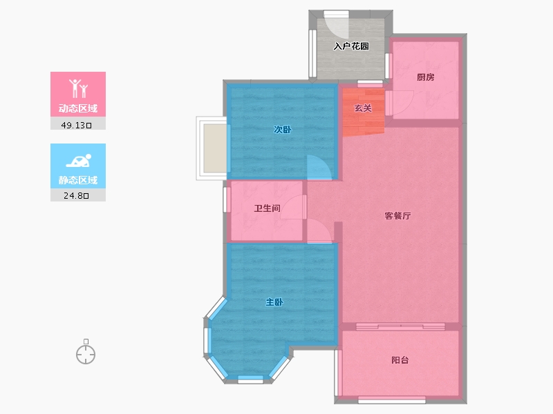 天津-天津市-香江健康小镇-70.68-户型库-动静分区