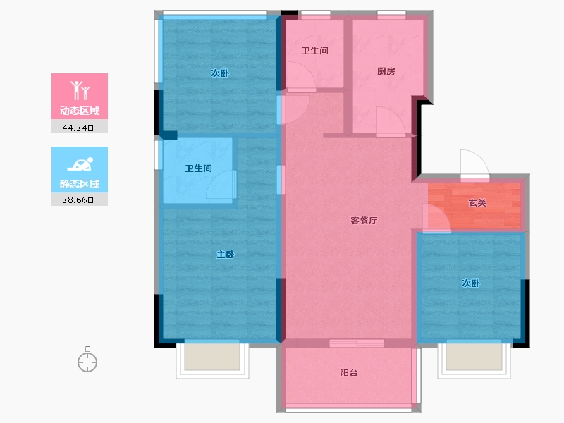 安徽省-合肥市-北城正荣府-73.32-户型库-动静分区