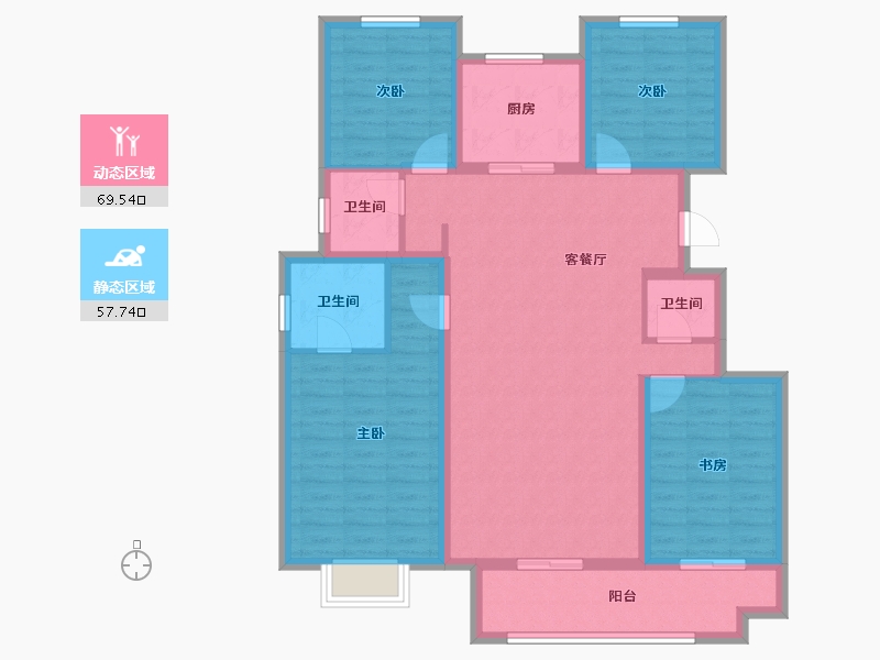 陕西省-西安市-世茂璀璨-114.07-户型库-动静分区