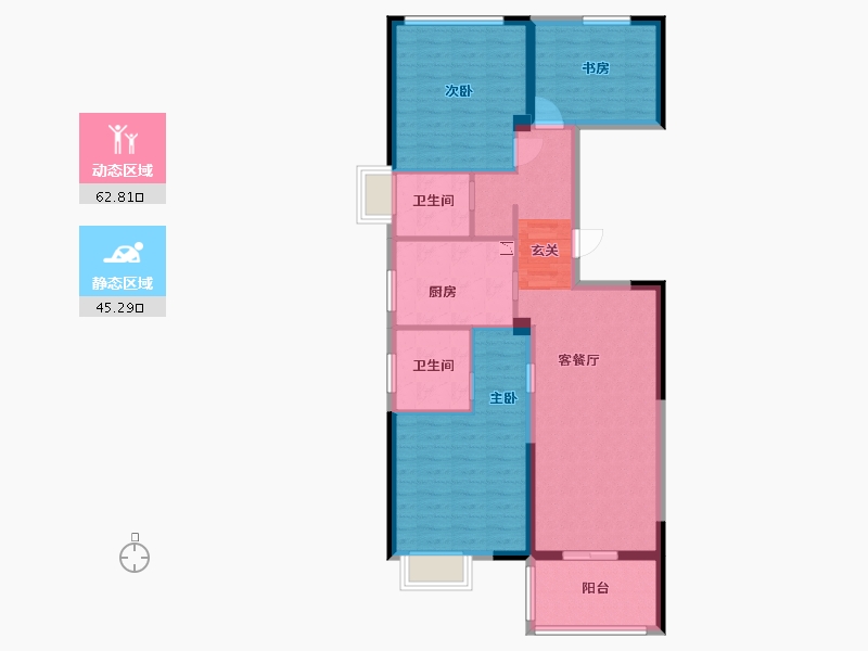 湖北省-武汉市-金融街金悦府-96.85-户型库-动静分区