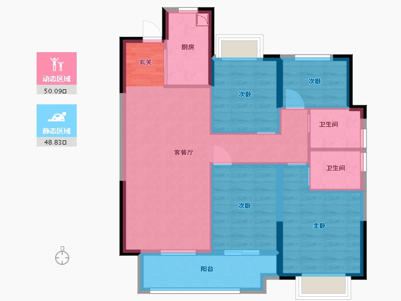 湖北省-武汉市-首开光明国风上观-88.66-户型库-动静分区