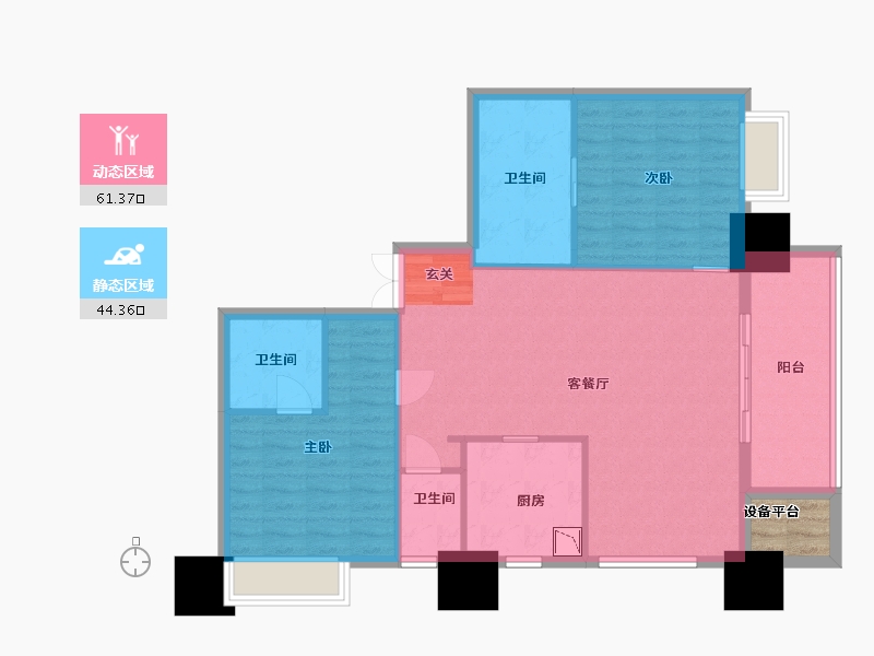 湖北省-武汉市-绿地海珀滨江-98.02-户型库-动静分区