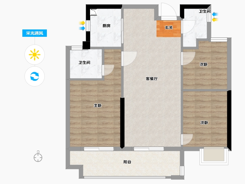 福建省-福州市-中庚・东金-79.30-户型库-采光通风