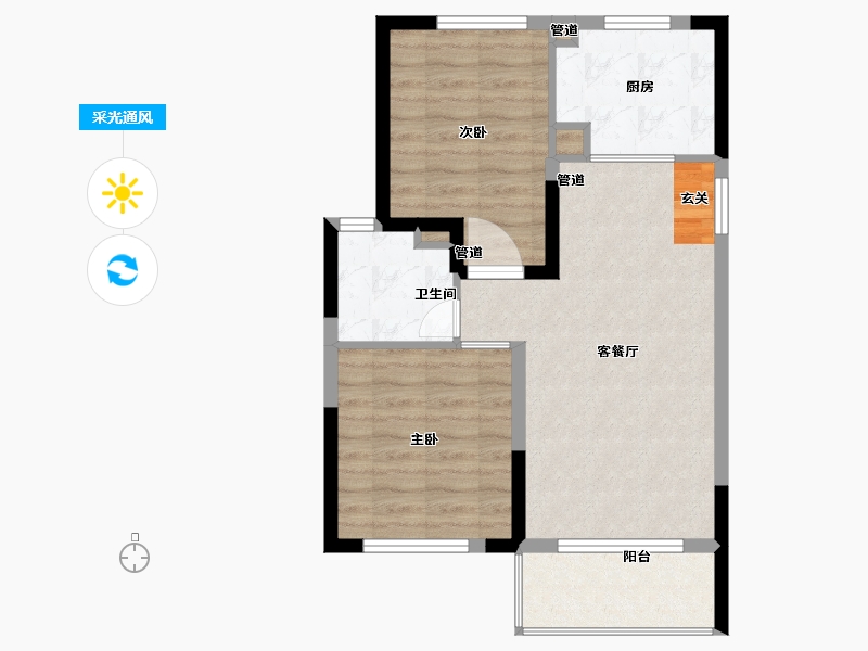 江苏省-南京市-银城旭辉云�_天境-64.00-户型库-采光通风