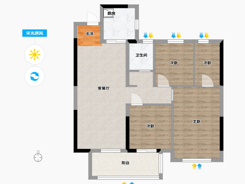 福建省-福州市-福清金辉优步大道-84.00-户型库-采光通风