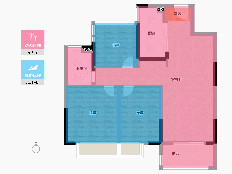 江苏省-南京市-汤山玉兰公馆-71.99-户型库-动静分区