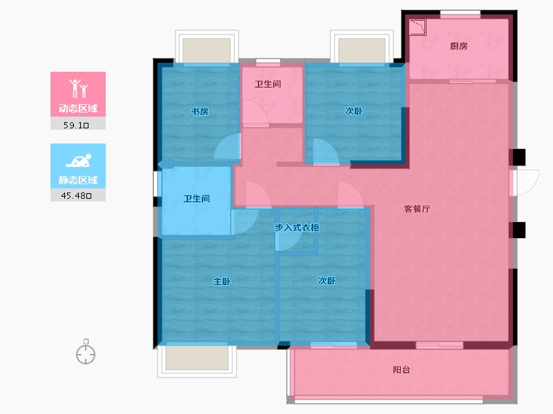 福建省-福州市-融创观樾台-93.61-户型库-动静分区