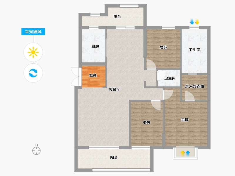 江苏省-南京市-鼓楼金茂府-112.94-户型库-采光通风