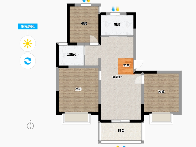 江苏省-南京市-雍宁府-79.47-户型库-采光通风