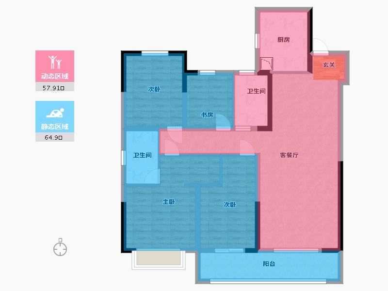 江苏省-南京市-金樾府-109.18-户型库-动静分区