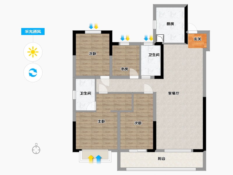 江苏省-南京市-金樾府-109.18-户型库-采光通风