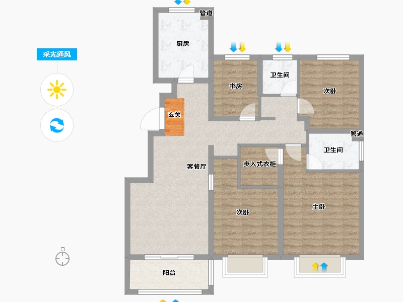 山东省-烟台市-恒基旭辉・玲珑翠谷-100.00-户型库-采光通风