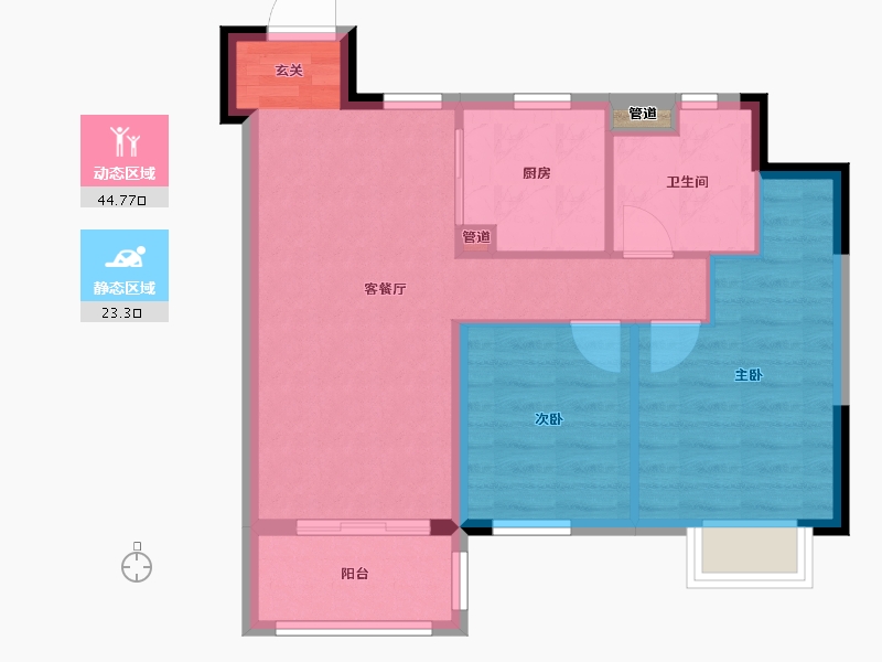 江苏省-南京市-银城孔雀城・天荟-61.35-户型库-动静分区