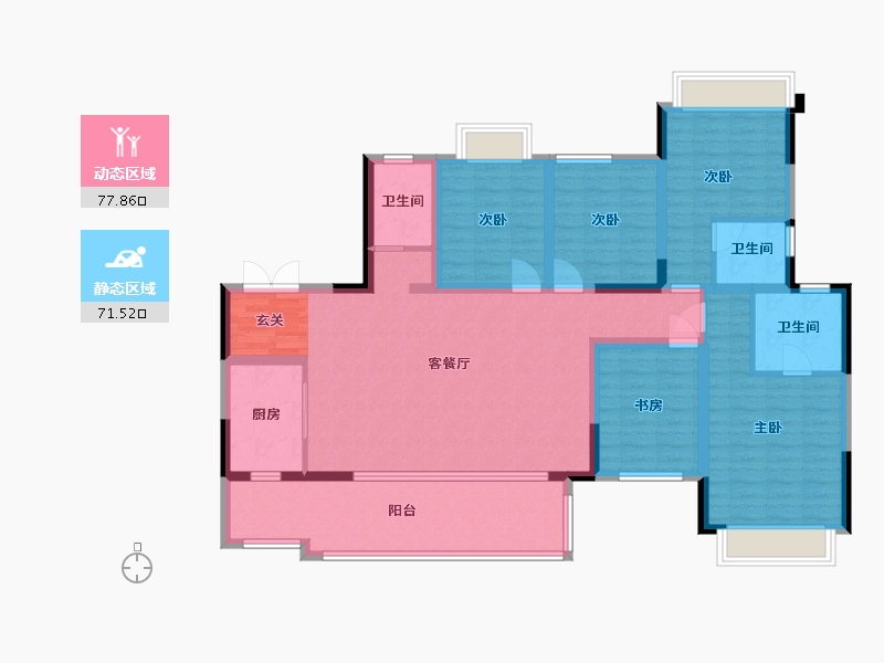 重庆-重庆市-华宇旭辉御�Z湖山-133.94-户型库-动静分区