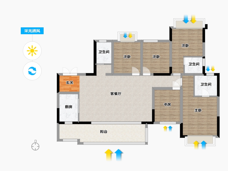 重庆-重庆市-华宇旭辉御�Z湖山-133.94-户型库-采光通风