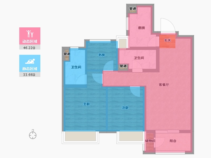 山东省-烟台市-正荣悦东府-71.09-户型库-动静分区