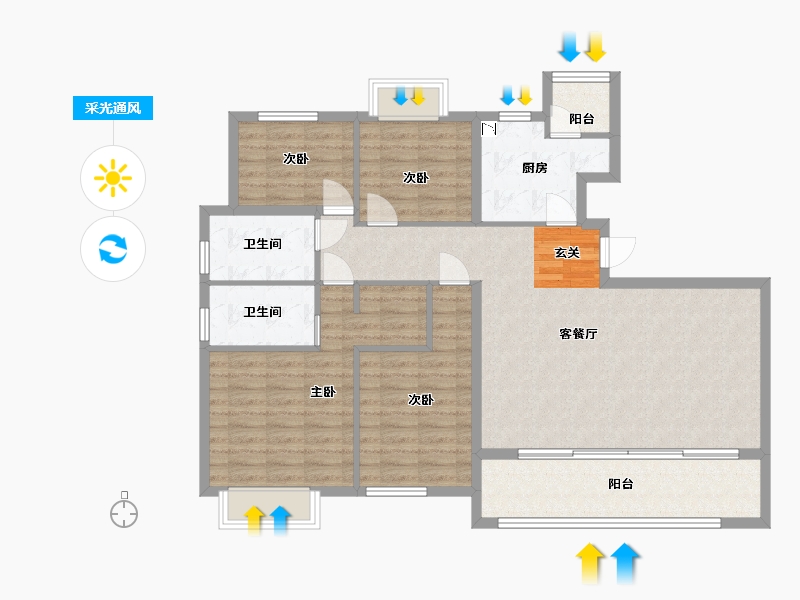 重庆-重庆市-江城铭著-113.62-户型库-采光通风