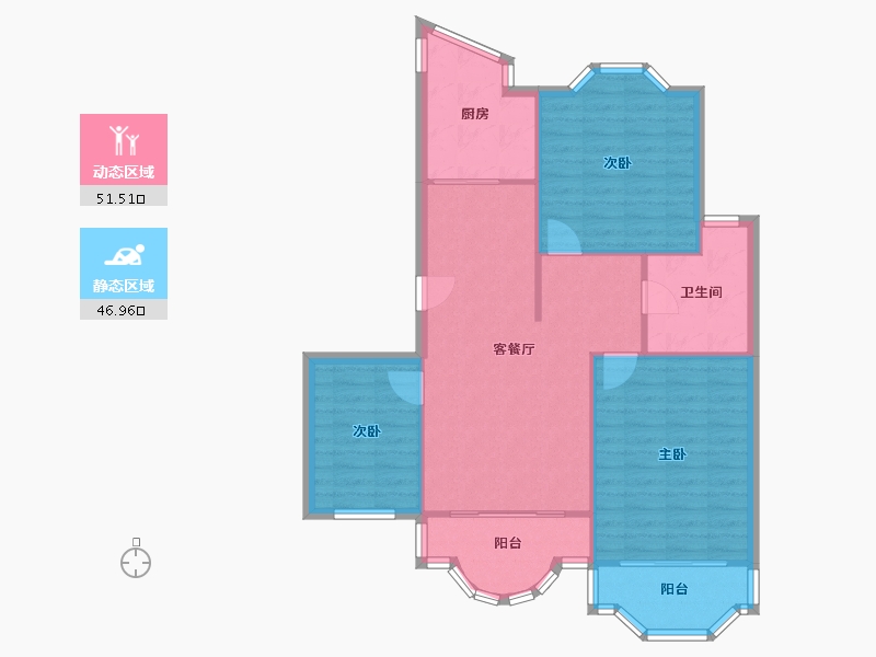 上海-上海市-金海岸花园-90.27-户型库-动静分区