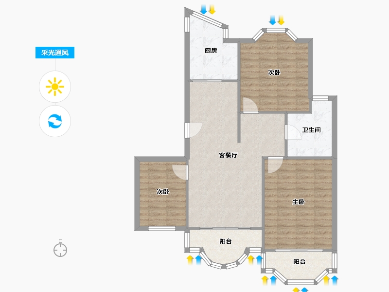 上海-上海市-金海岸花园-90.27-户型库-采光通风