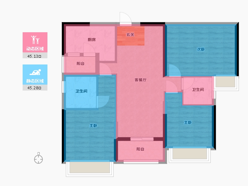 广东省-广州市-双桥八号-80.29-户型库-动静分区