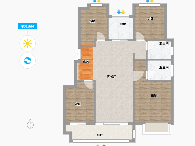 浙江省-杭州市-众安西溪未来里-89.60-户型库-采光通风