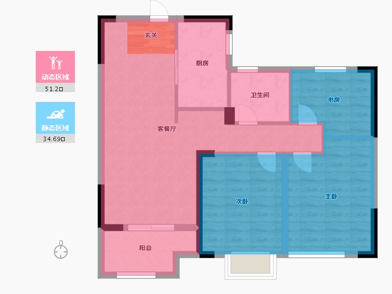 浙江省-杭州市-悦融湾-76.86-户型库-动静分区