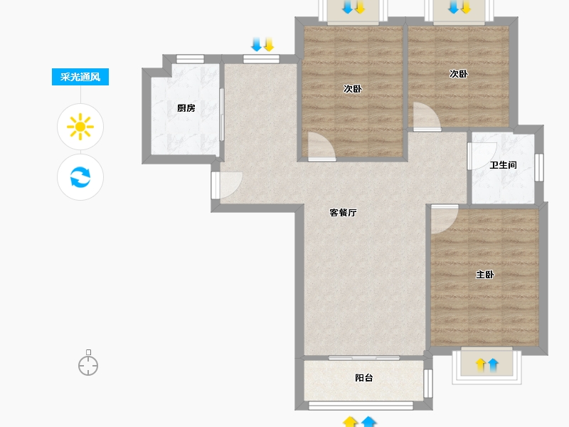 安徽省-合肥市-御安西苑-76.53-户型库-采光通风