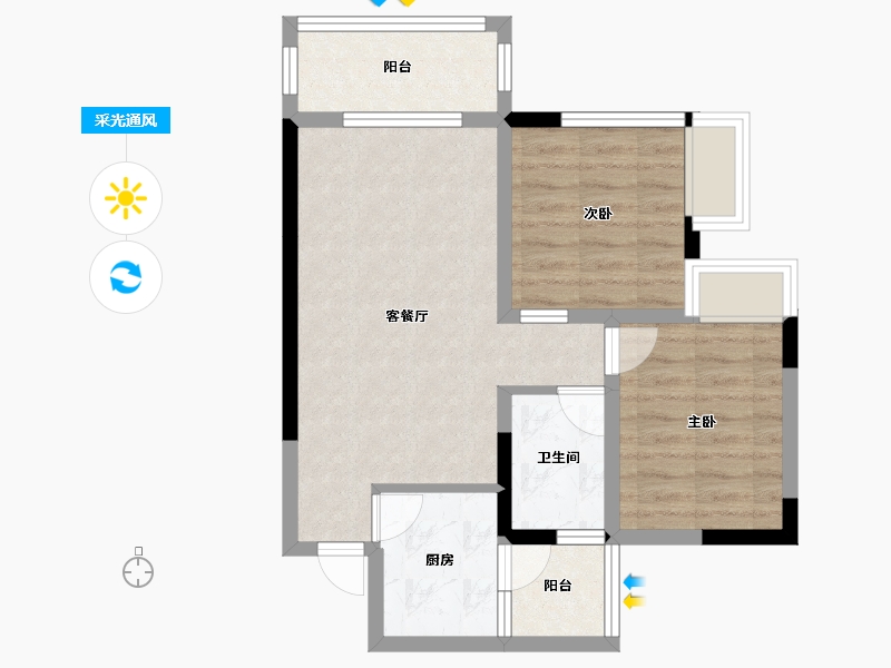 四川省-遂宁市-育才天骄府-58.44-户型库-采光通风