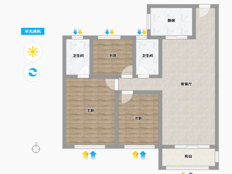 河南省-洛阳市-书香苑-84.64-户型库-采光通风