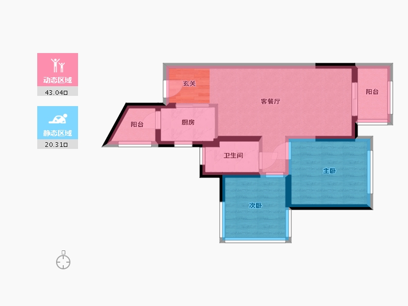 四川省-成都市-龙光・天府玖龙郡-55.47-户型库-动静分区