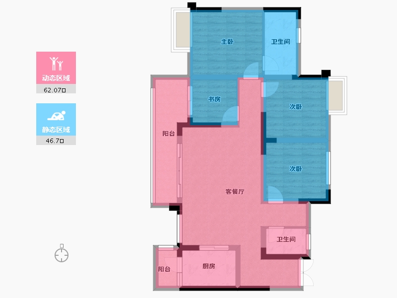 重庆-重庆市-首钢鎏云大道-96.12-户型库-动静分区