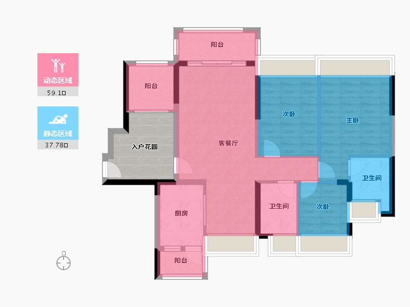 广东省-江门市-鹤山新华城-95.44-户型库-动静分区