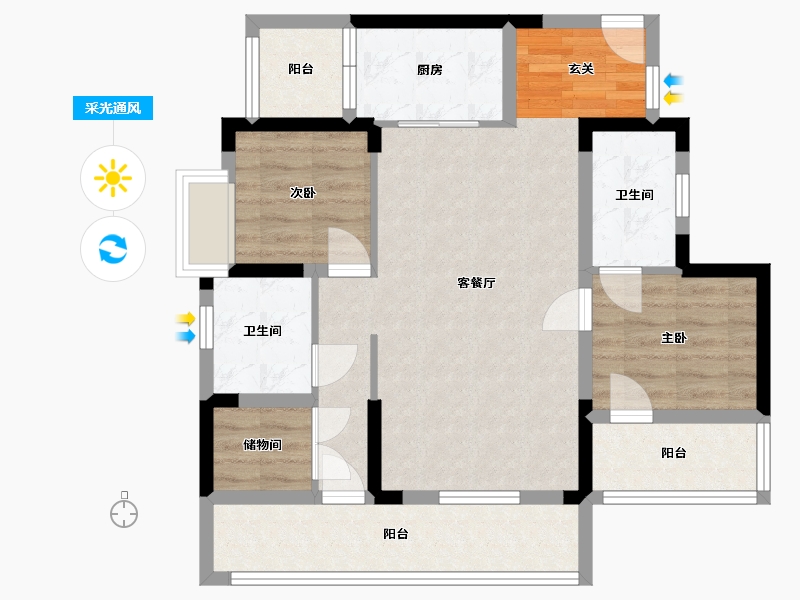 四川省-成都市-和瑞锦府-79.15-户型库-采光通风