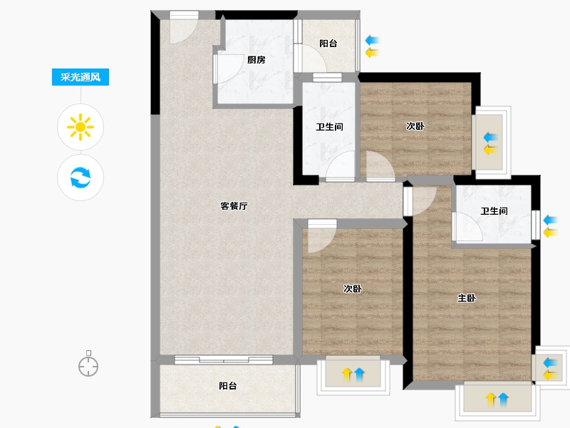 广东省-东莞市-新世纪颐龙湾-83.07-户型库-采光通风